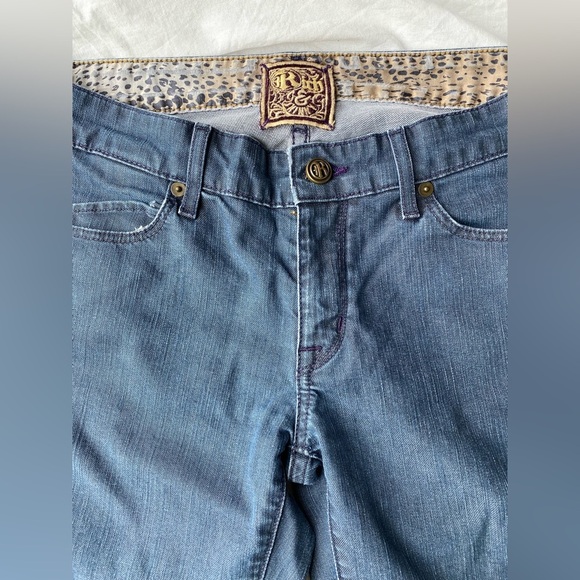 VTG Y2k 2000’s Rich & Skinny Blue Flare Wide Leg Jeans dark wash 27 - Picture 6 of 11